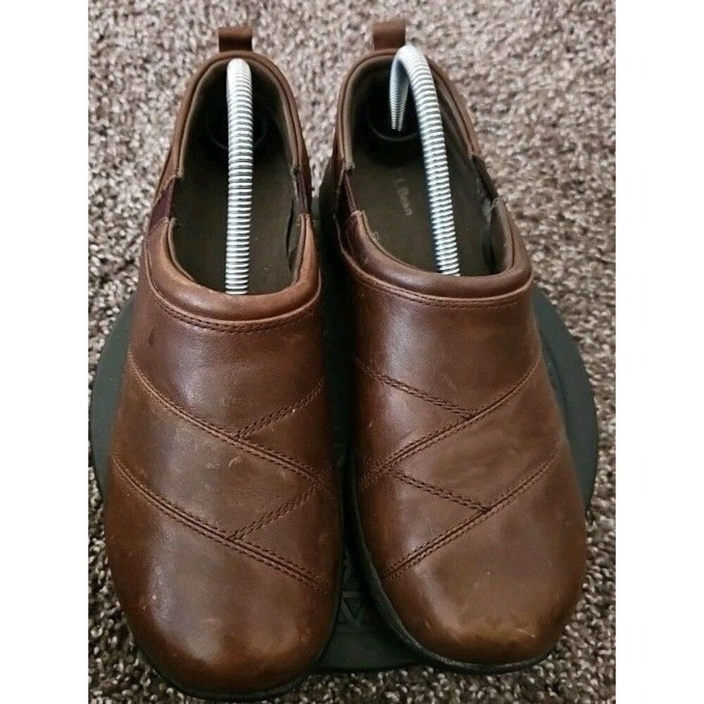 LLBean Clog Slip-On Shoes US 9 M Women's Leather Upper Brown Comfort Shoe